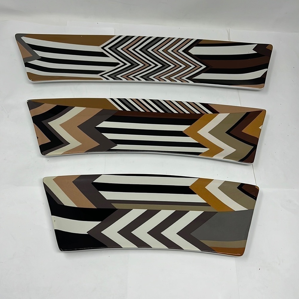 Missoni 3 Piece Puzzle Piece Chevron Abstract Stacking Appetizer Plate Set